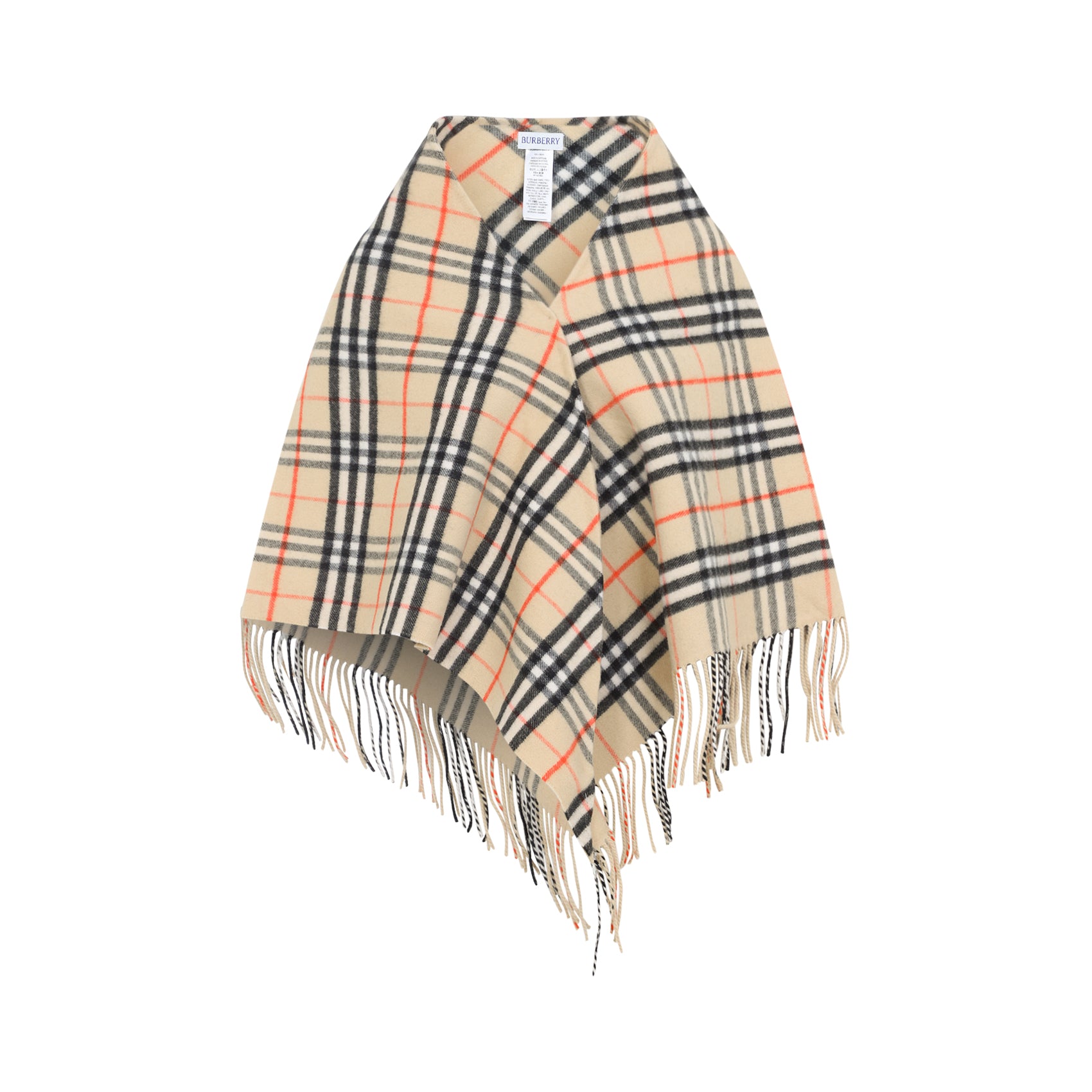 Classic Check Pattern Wool-Cashmere Blend Scarf