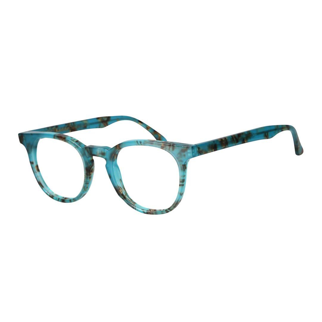 Kuba Translucent Turquoise and Marbled Frame Eyeglasses