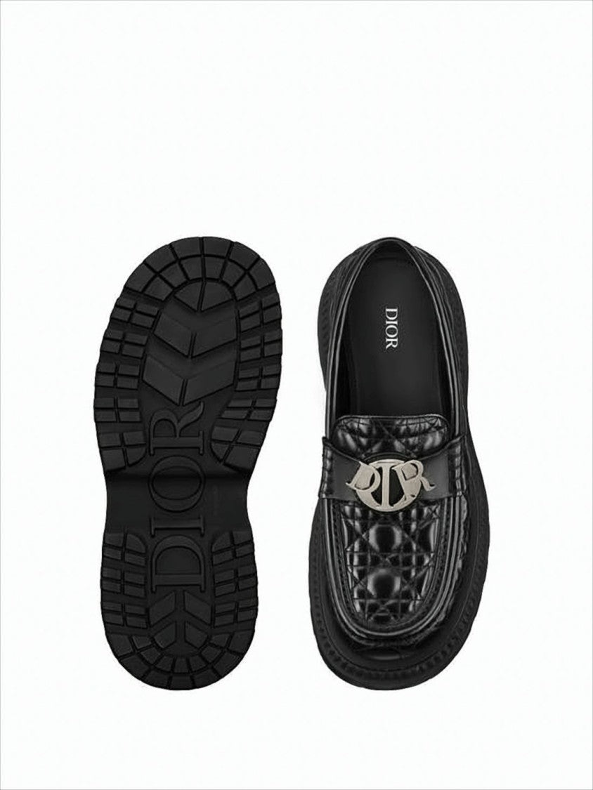 Quilted Black Buffalo Leather Loafers