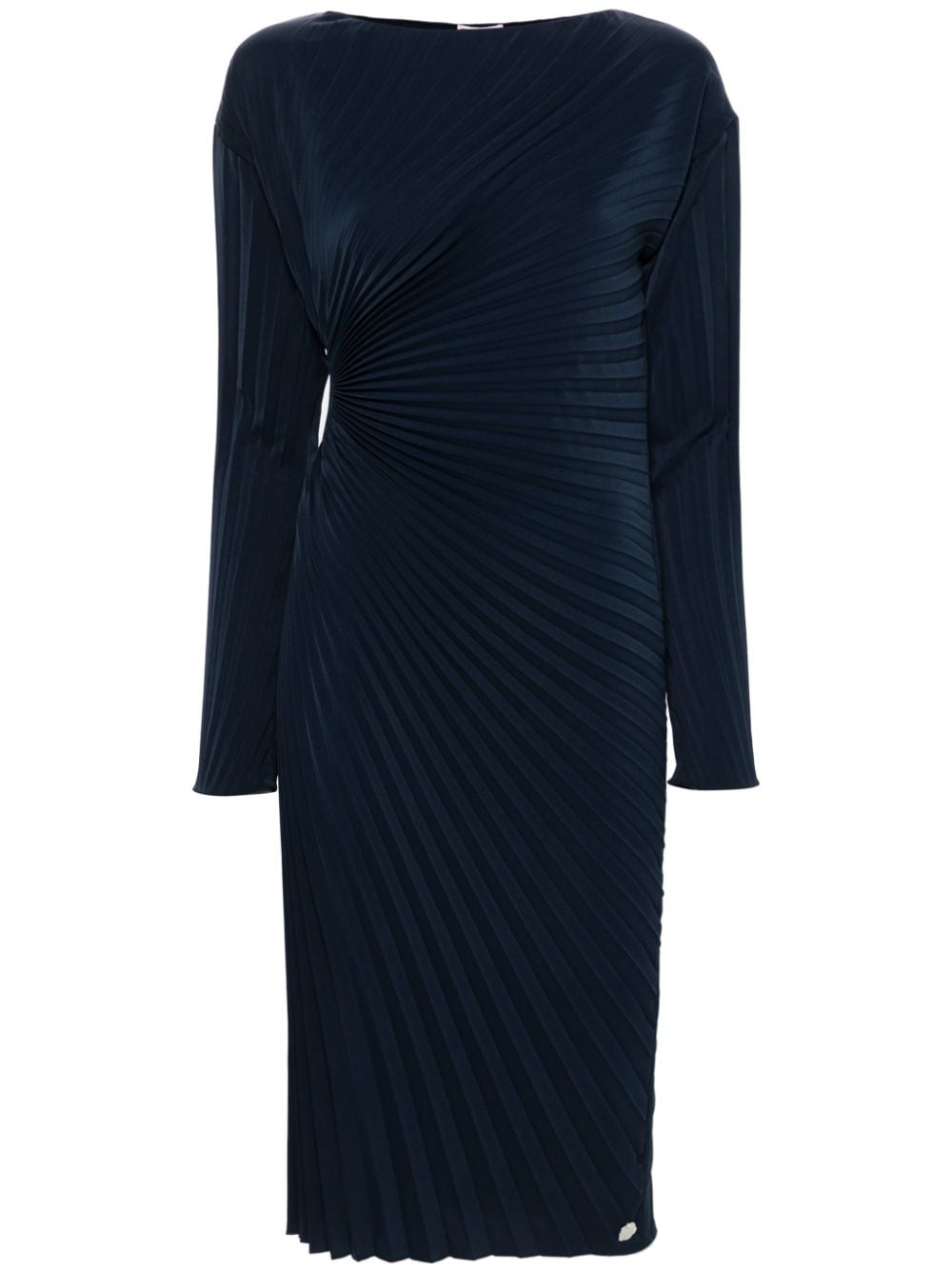 Midnight Blue Fully Pleated Pencil Dress