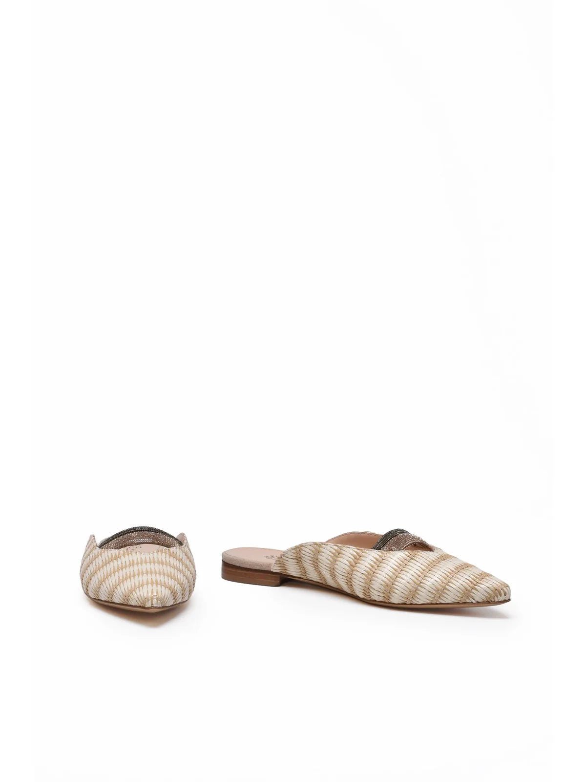 Beige Raffia Leather Sabot