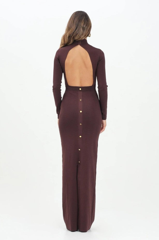 Fitted Burgundy Dress With Jewel Cufflinks