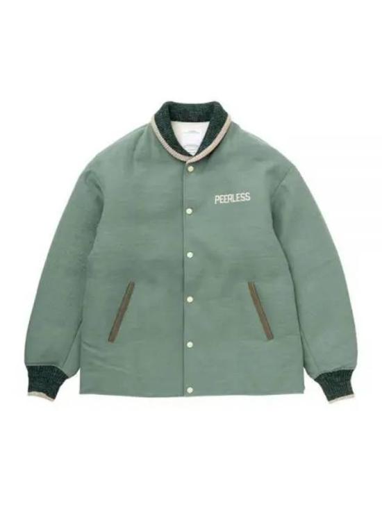 Padded Green Bomber Jacket with Ribbed Details