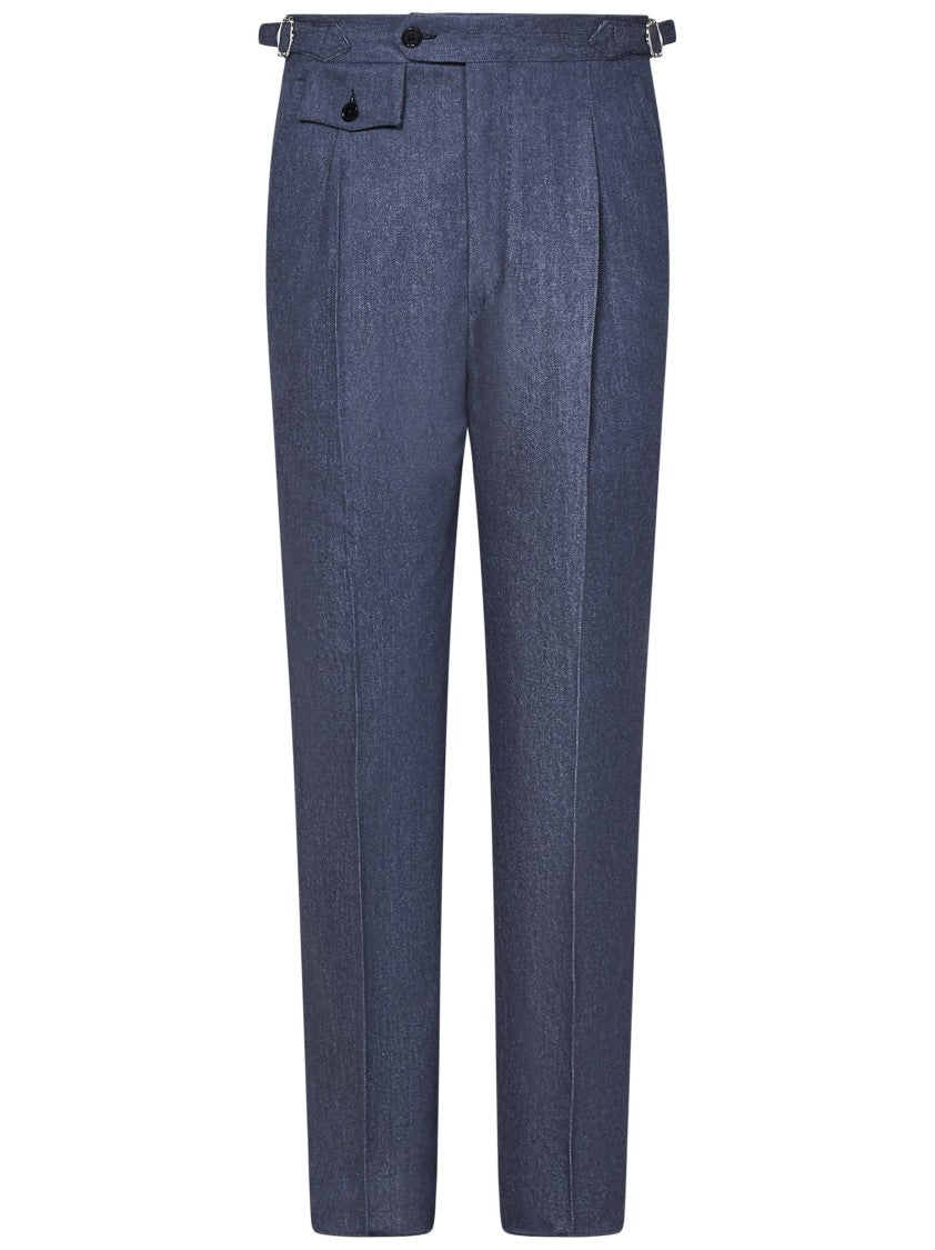 Dopasowane spodnie z wełny merynosowej Super 150S z denimu Blue Australis