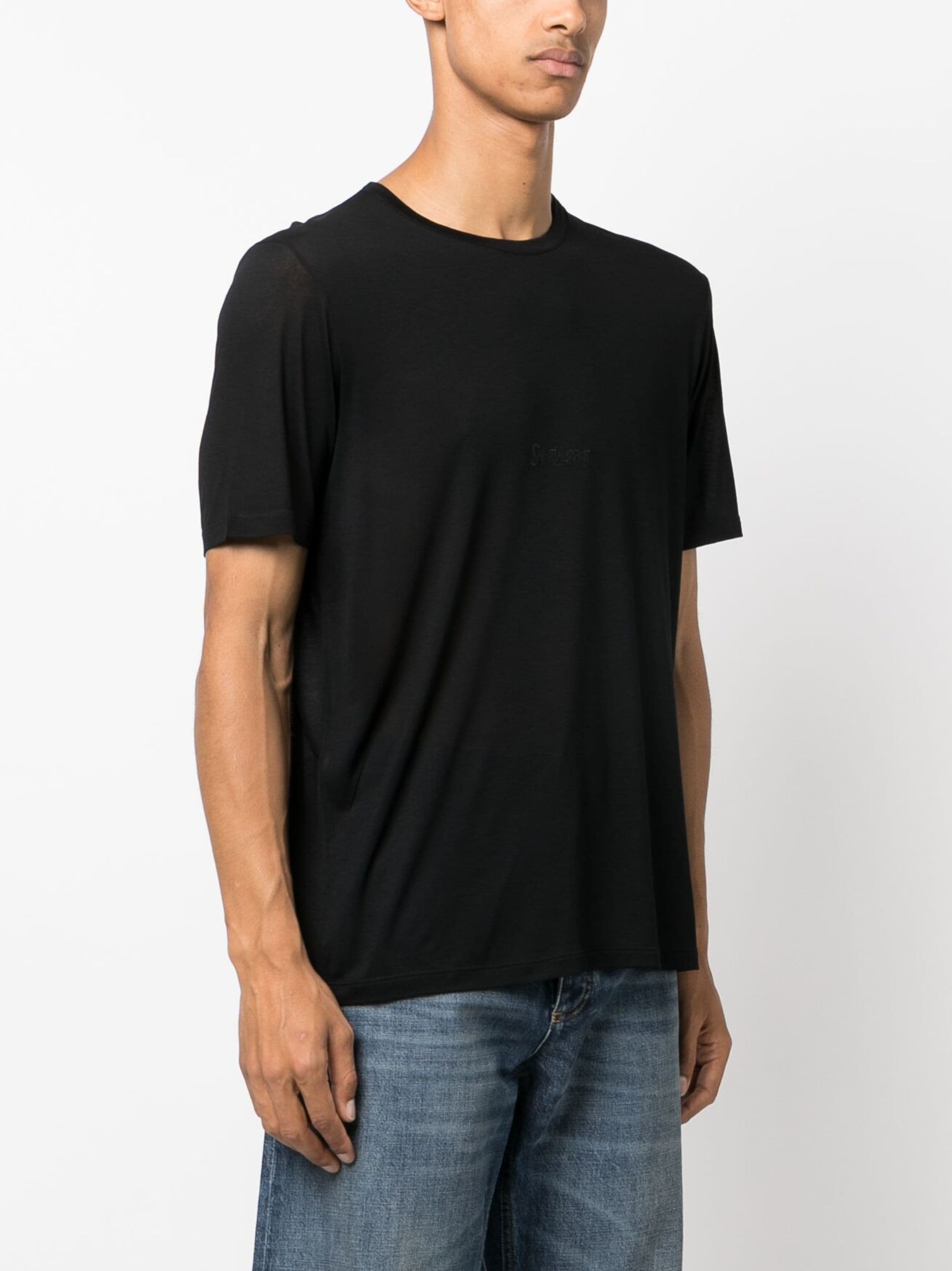 Black Viscose Crew Neck T-Shirt