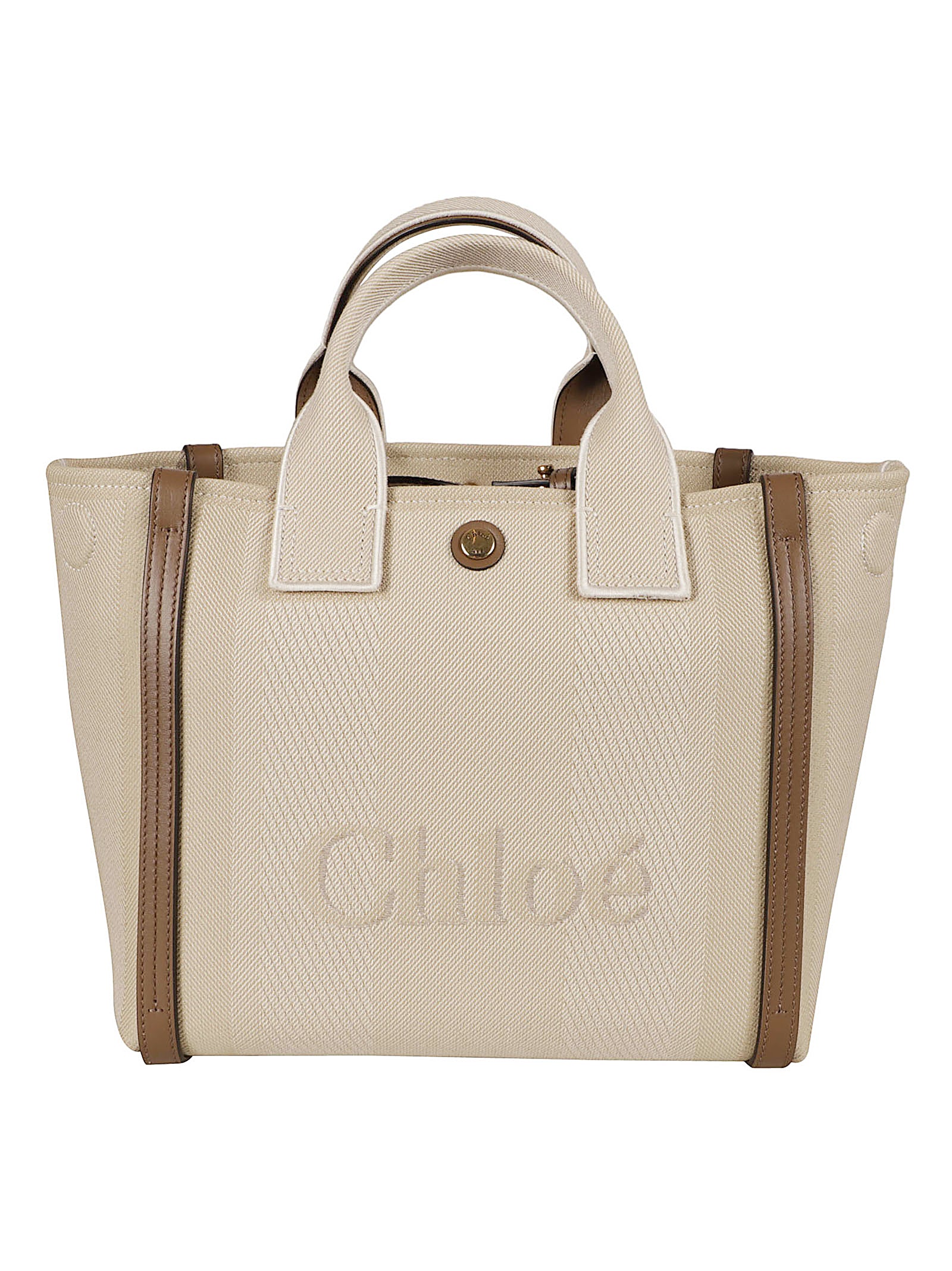 Textured Fabric Bag With Leather Trim