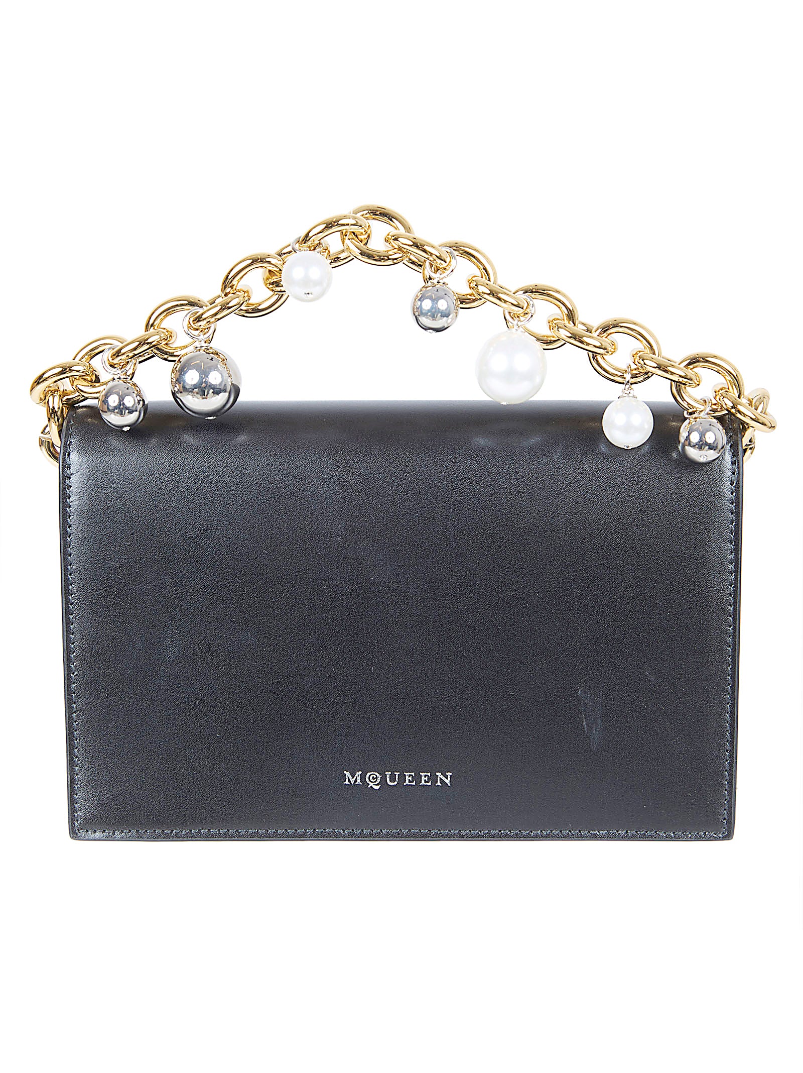 Structured Black Calfskin Handbag with Gold