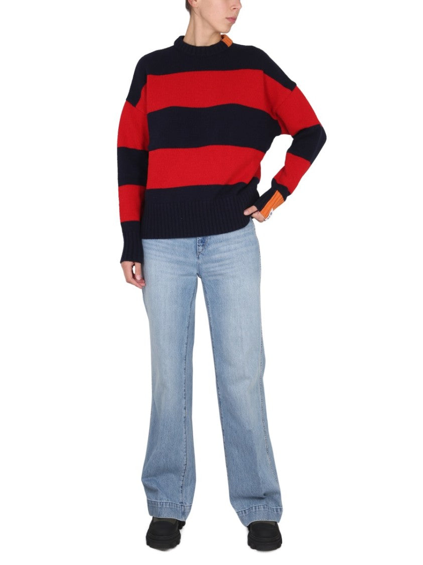 Cross-Neck Rugby Shirt With Horizontal Stripes