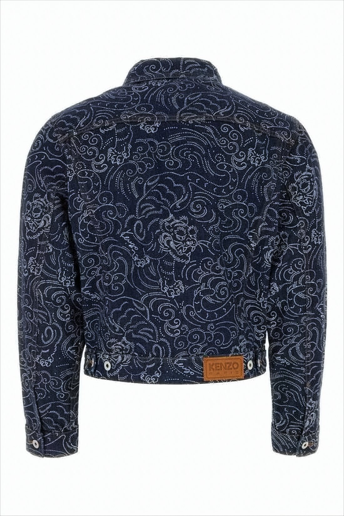 Cropped Denim Jacket With Intricate Floral Pattern