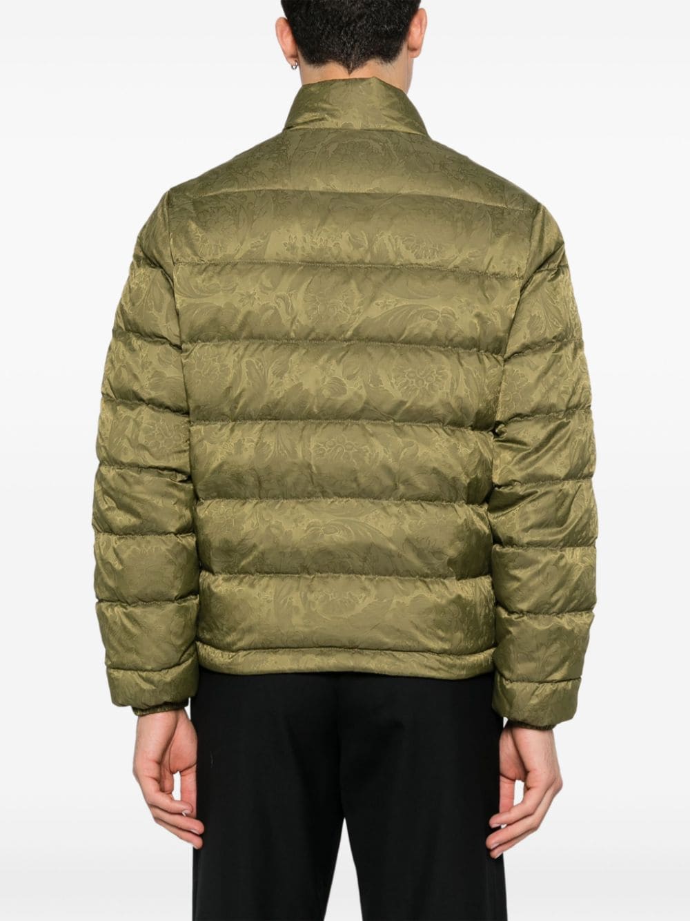 Olive Green Textured Finish Padded Jacket