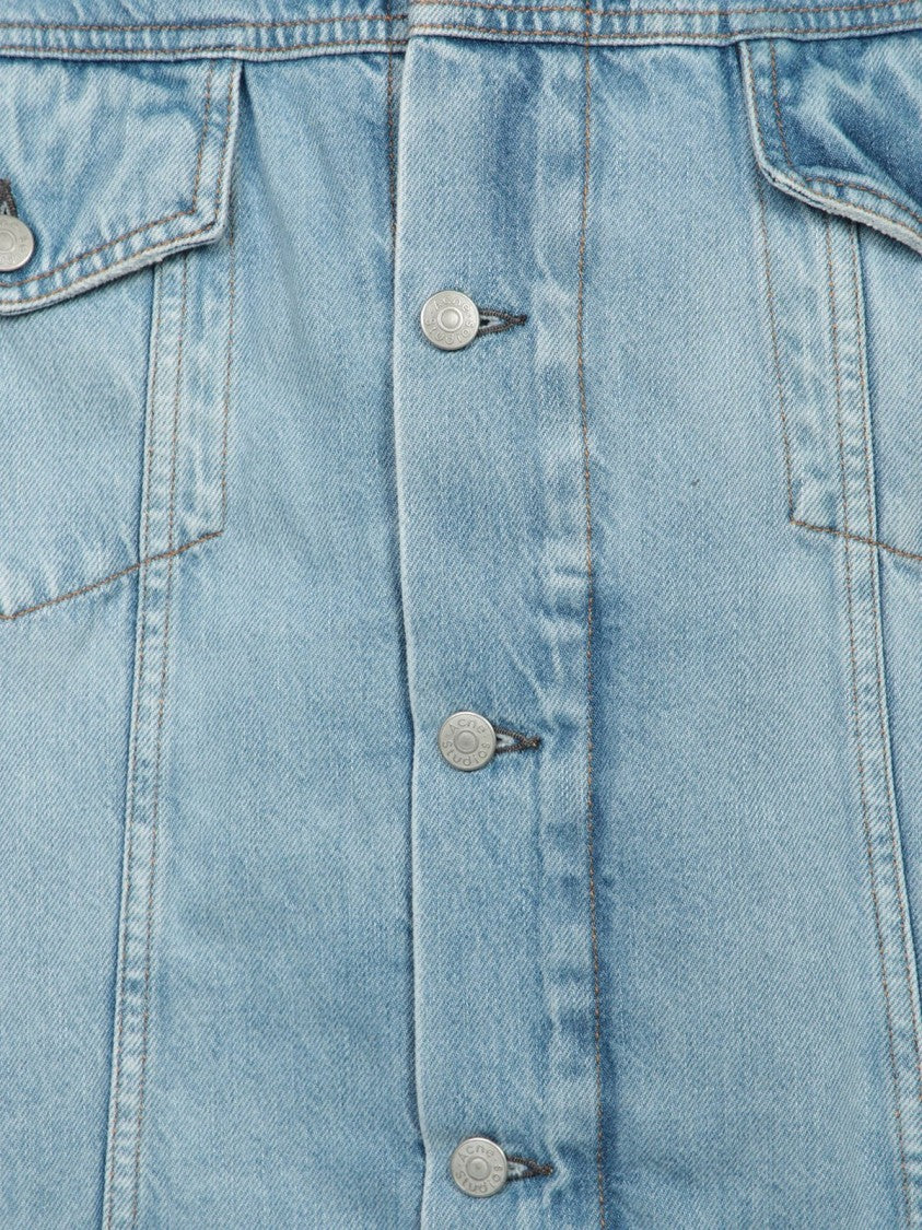 Light Wash Denim Jacket with Button-Up Front