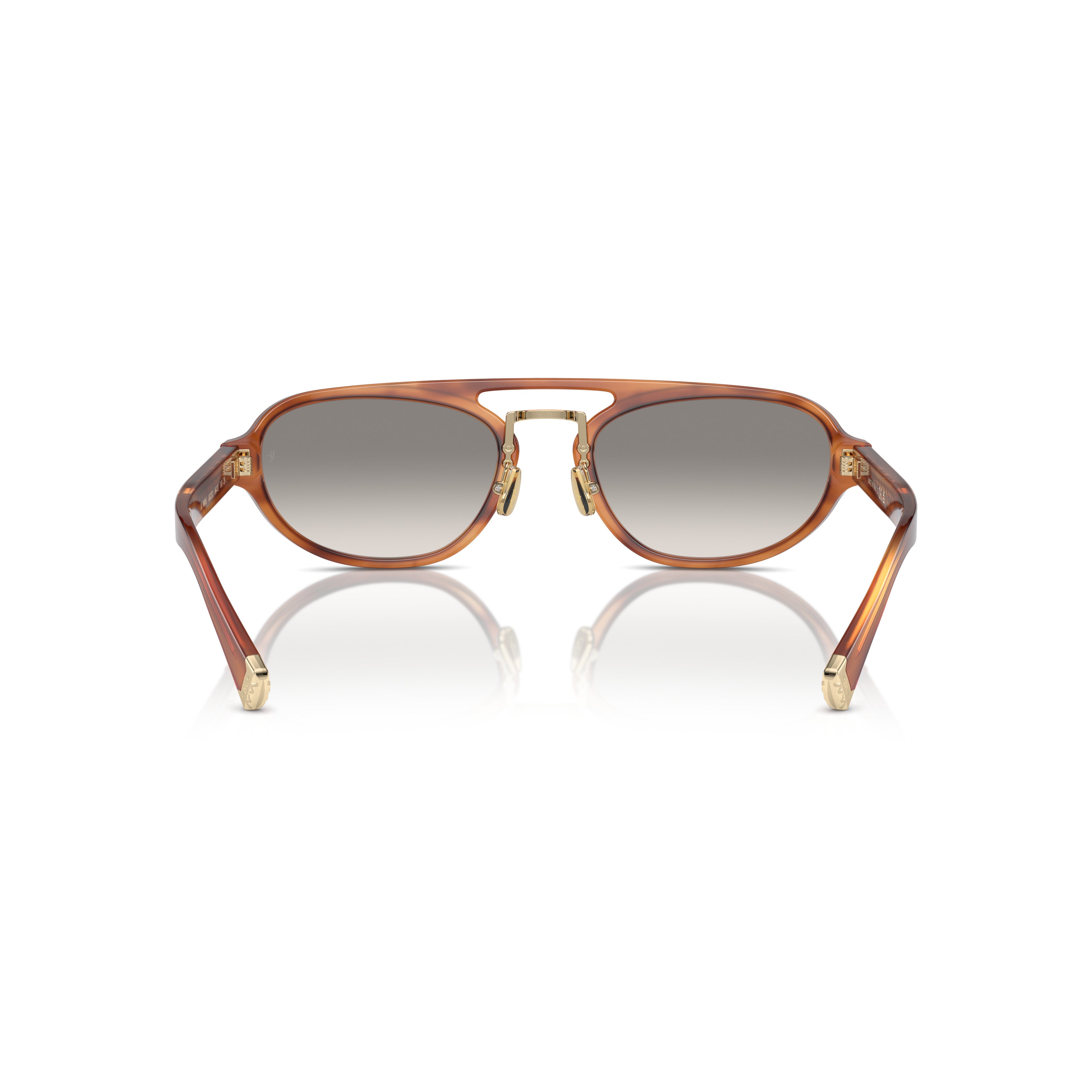 0bc4008s Translucent Amber Oval Sunglasses with Gold Accents