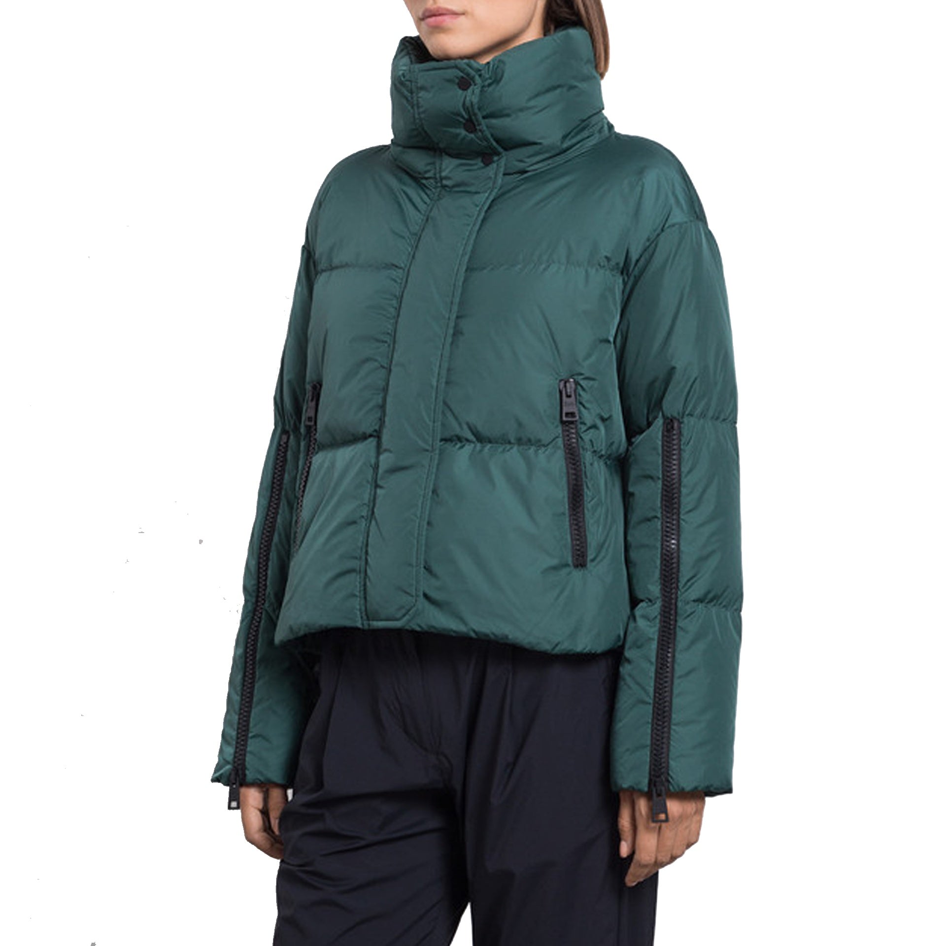 Cropped Down Jacket With Padded Collar