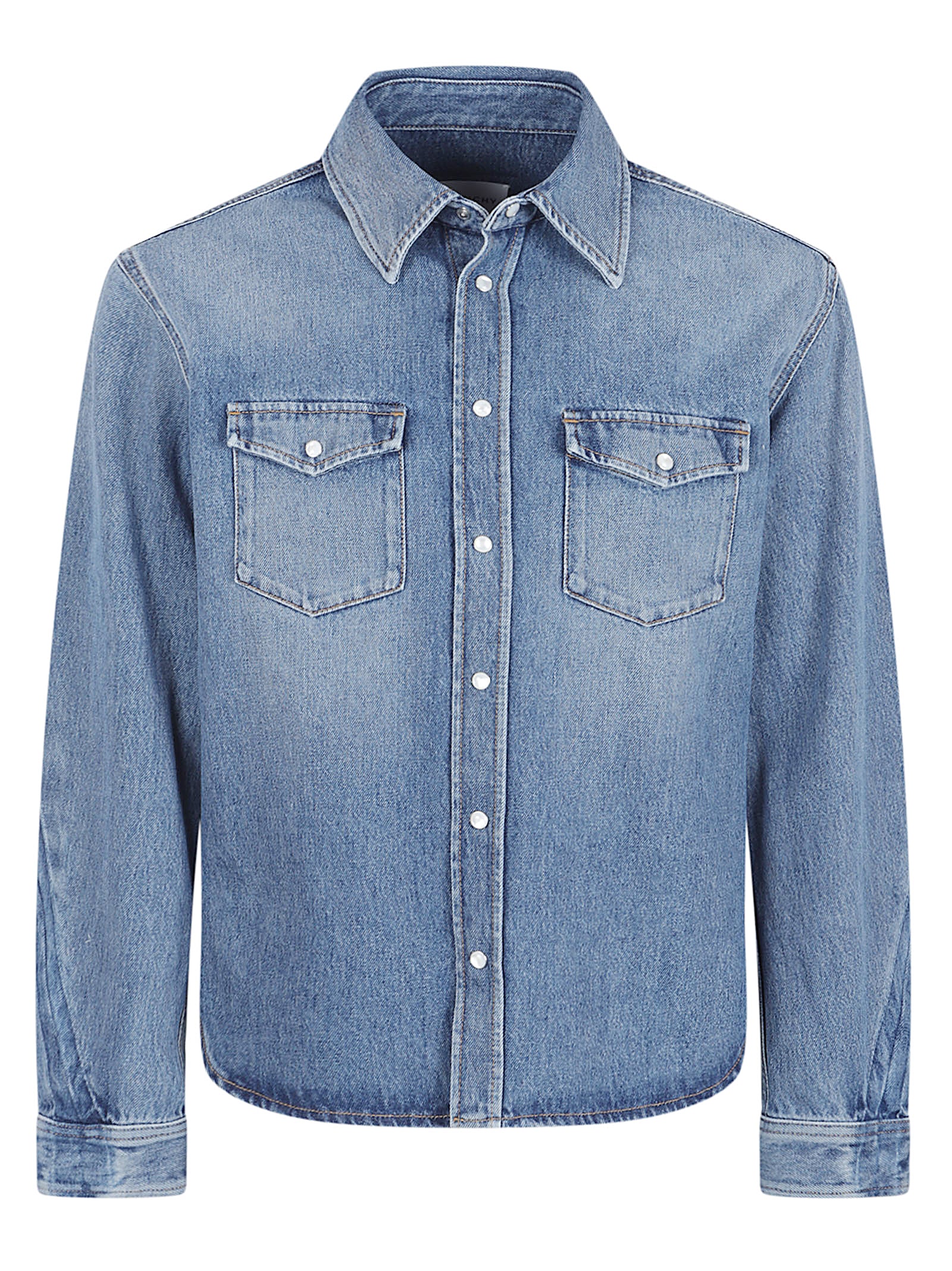 Classic Denim Shirt With Snap-Button Front