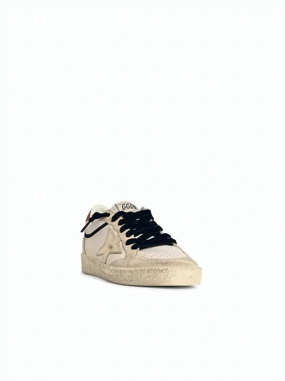 Distressed Off-White Leather Low-Top Sneakers