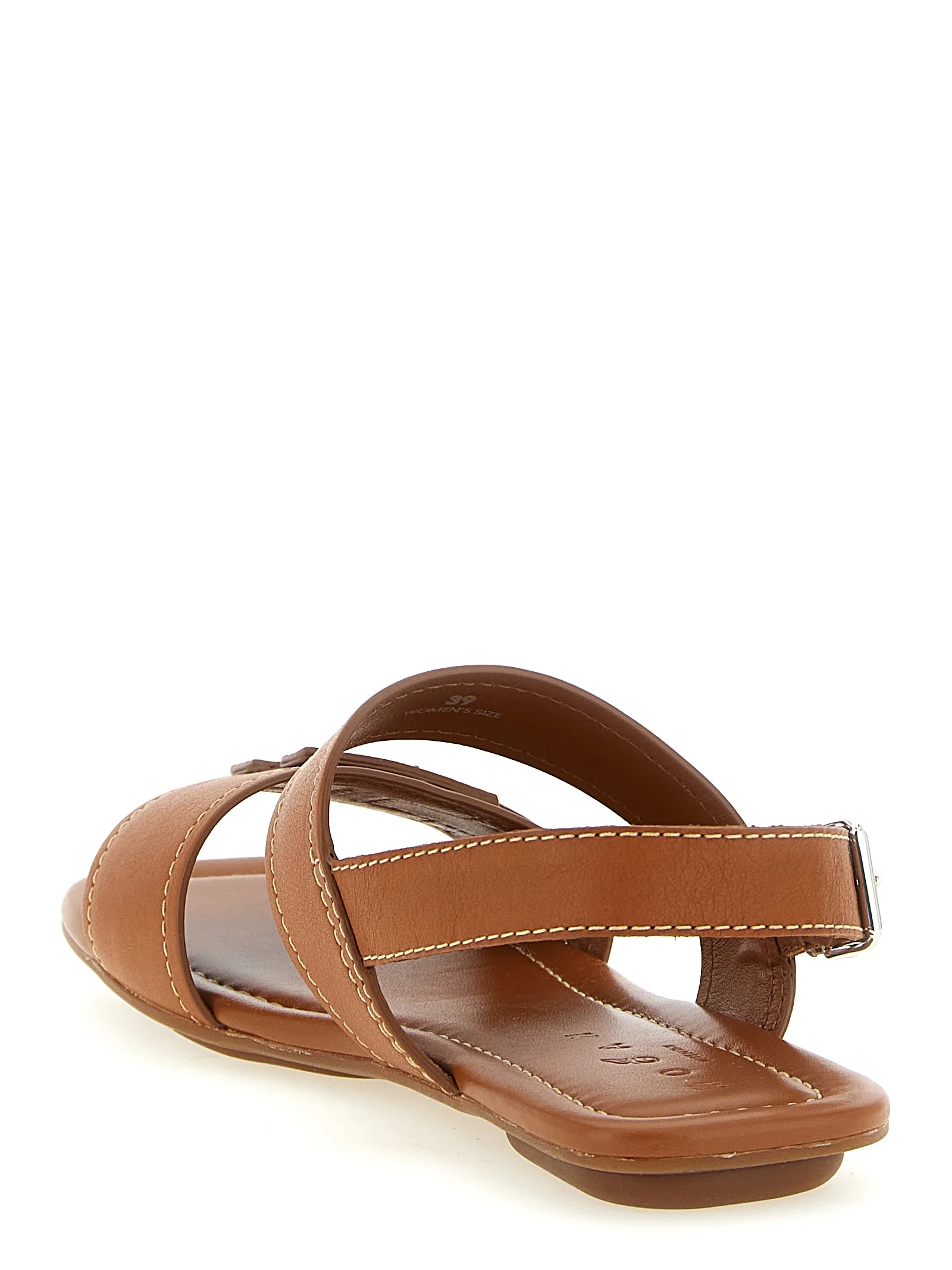 Warm Brown Leather Sandals with Emblem Detail