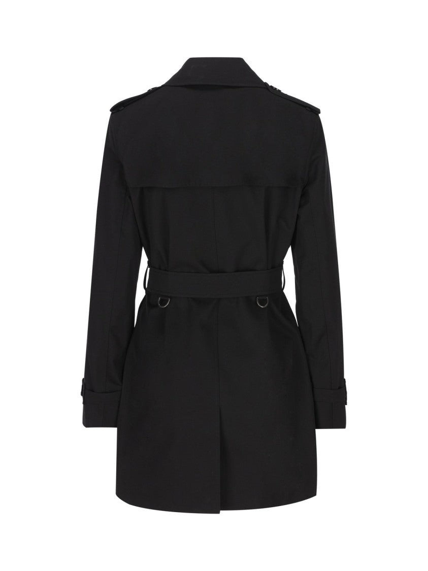 Mid-Thigh Trench Coat With Double-Breasted Front