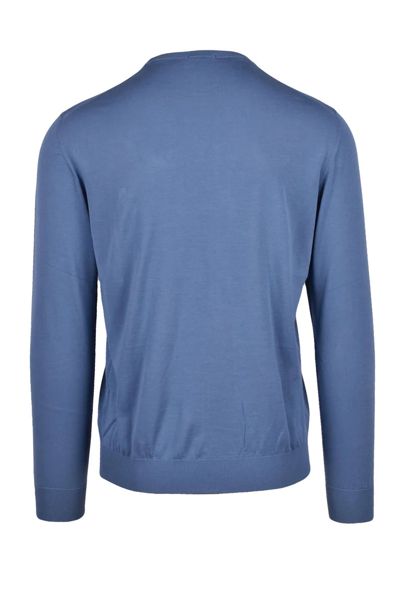 Cotton Crew Neck Sweater - Blue