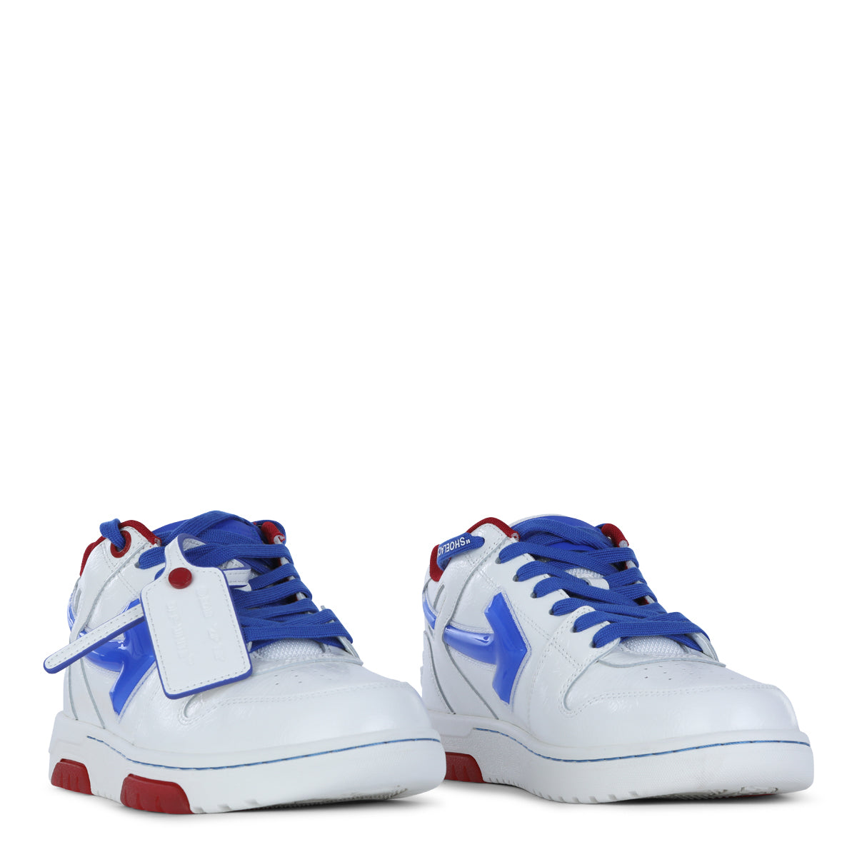 Low-Top Leather Sneakers With Bold Blue Arrow Motifs
