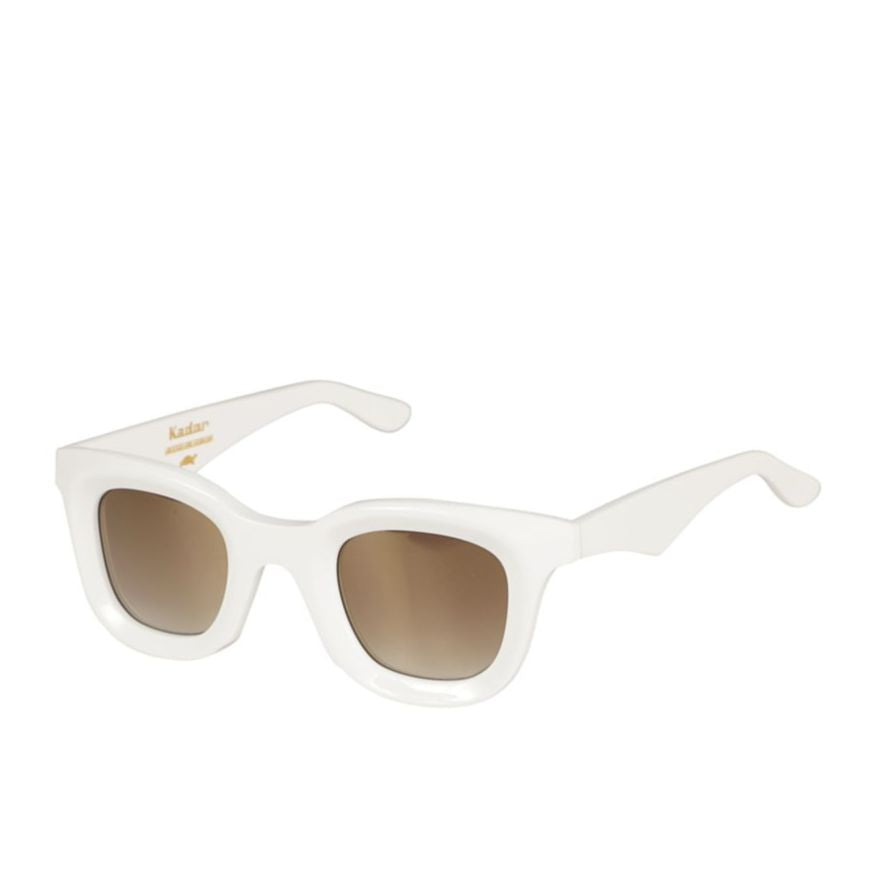 Joya Bold Chunky White Sunglasses with Gradient Brown Lenses