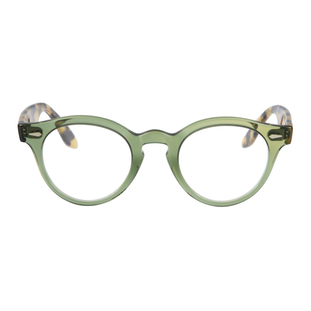 Robin Translucent Olive Green Round Frames with Tortoiseshell Temples