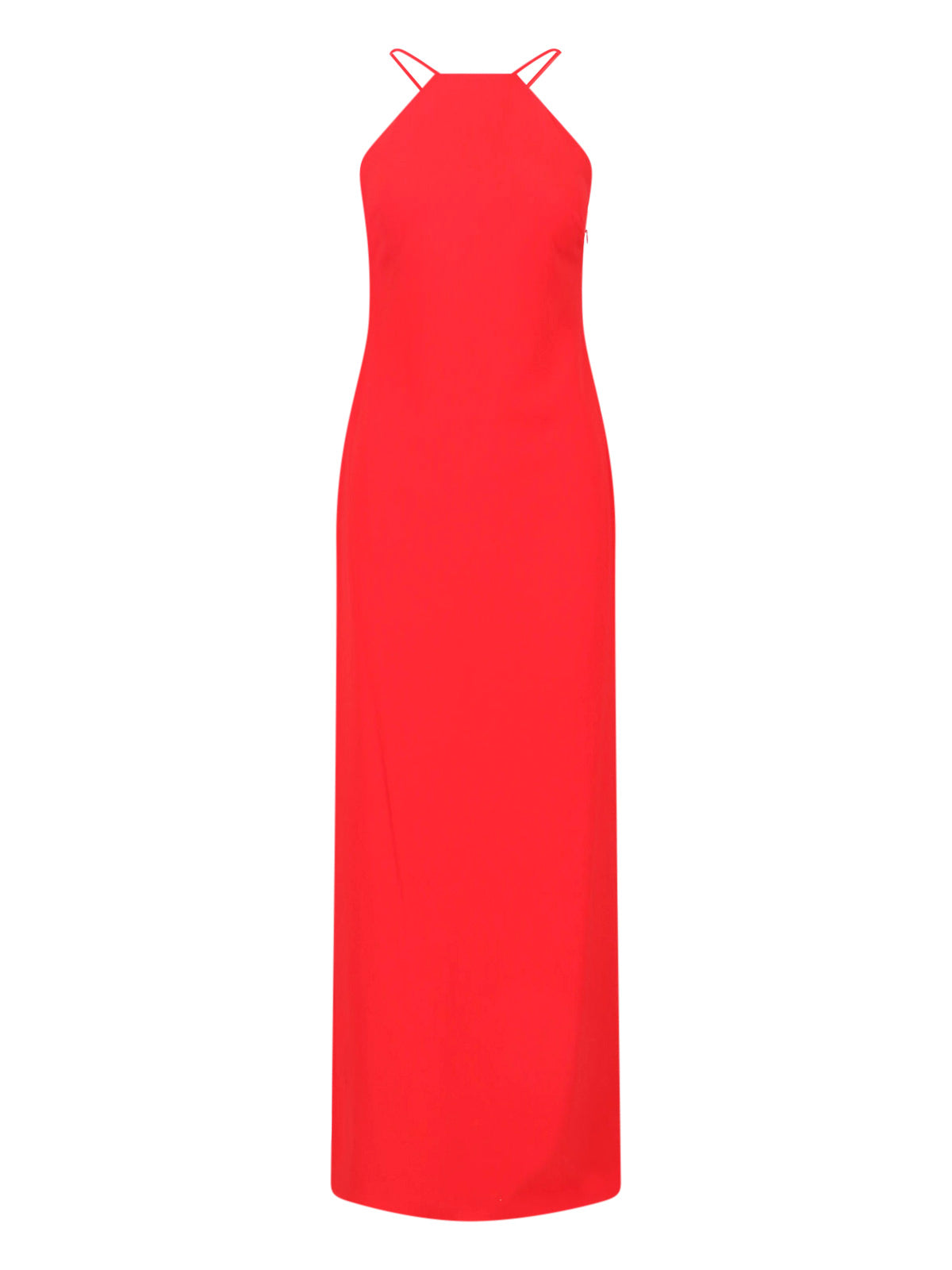 Red Maxi Halter Crêpe Dress