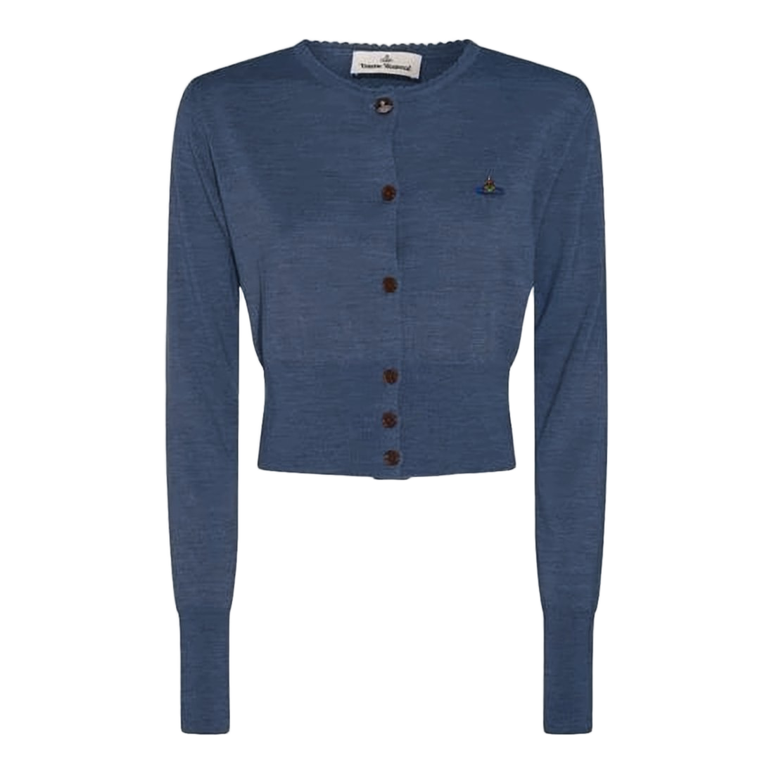 Cropped Knit Cardigan with Elegant Round Neckline