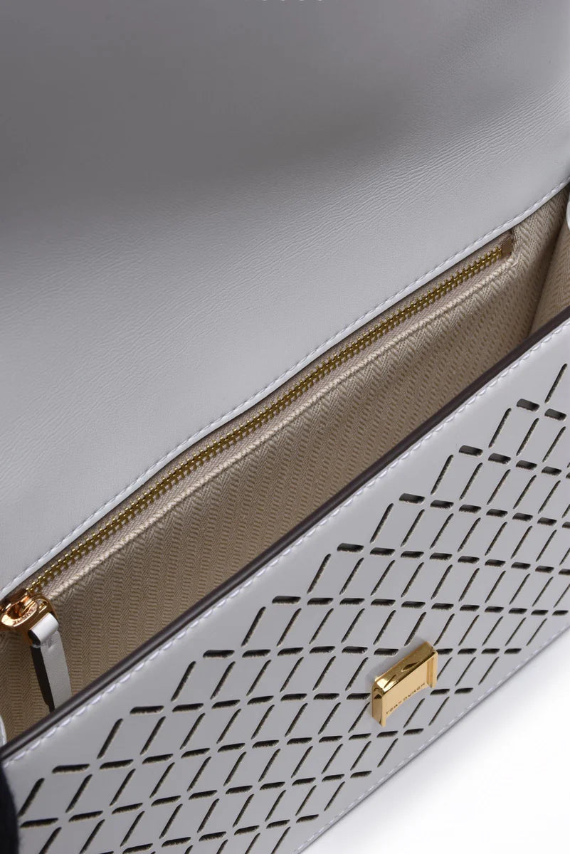 Emerson Perforated Flap Shoulder Bag - White
