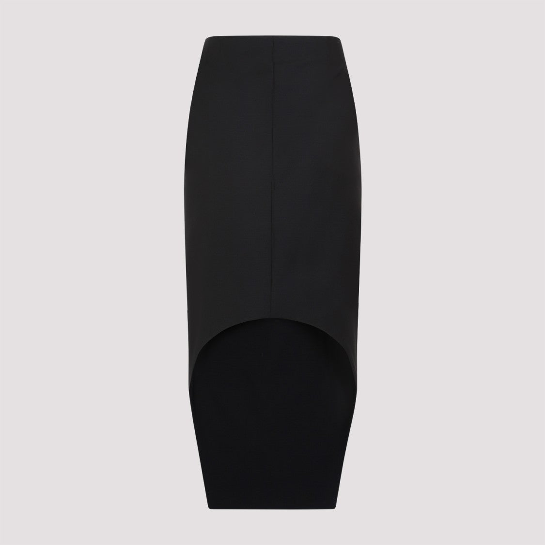 Black Wool Front Kick Skirt
