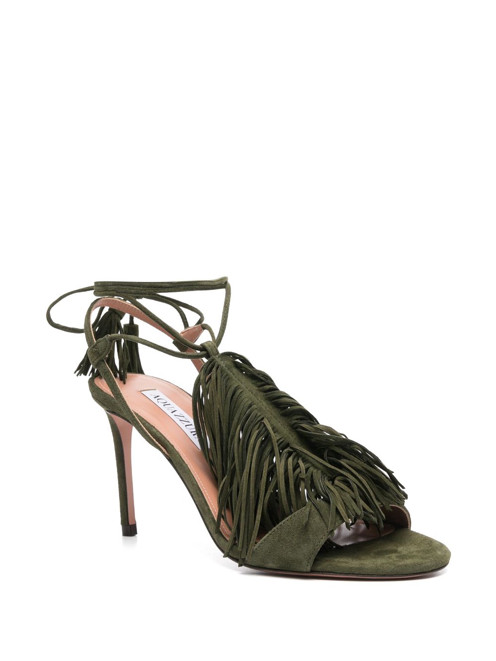 Fern Green Tie-Fastening Stiletto Sandals