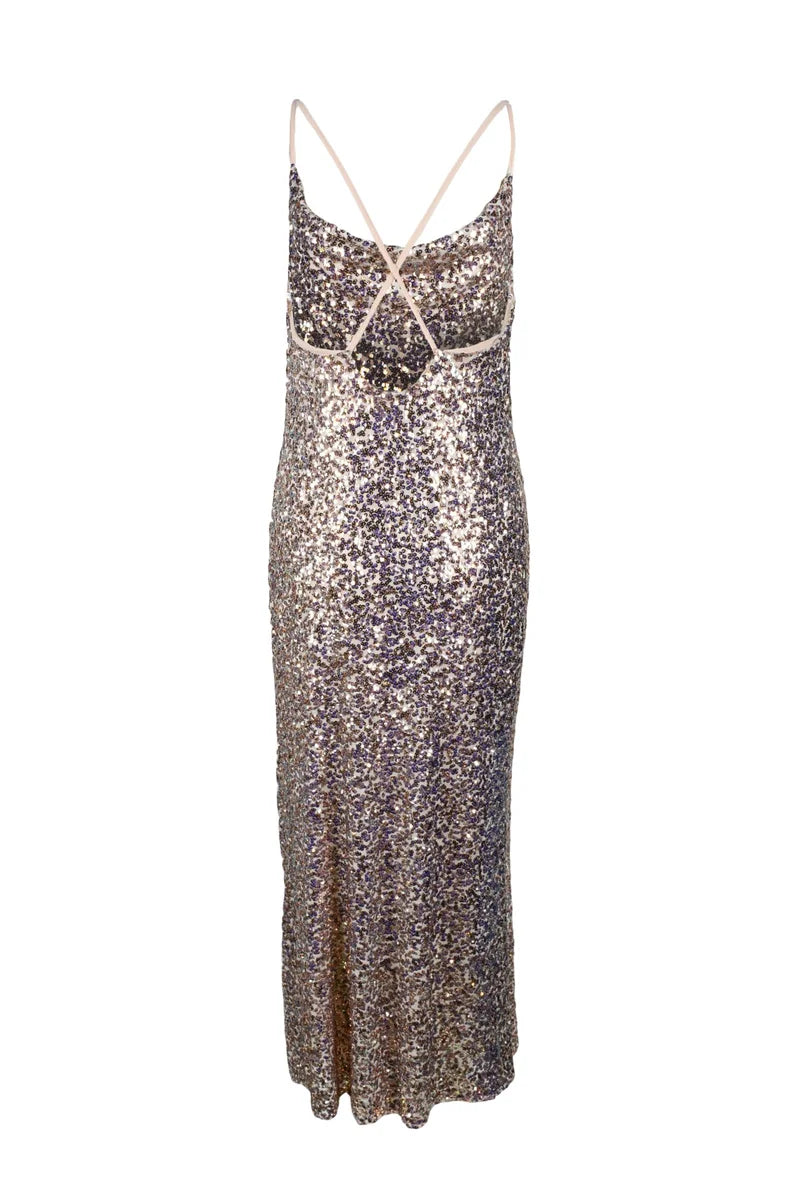 Long Sequin Dress - Pink