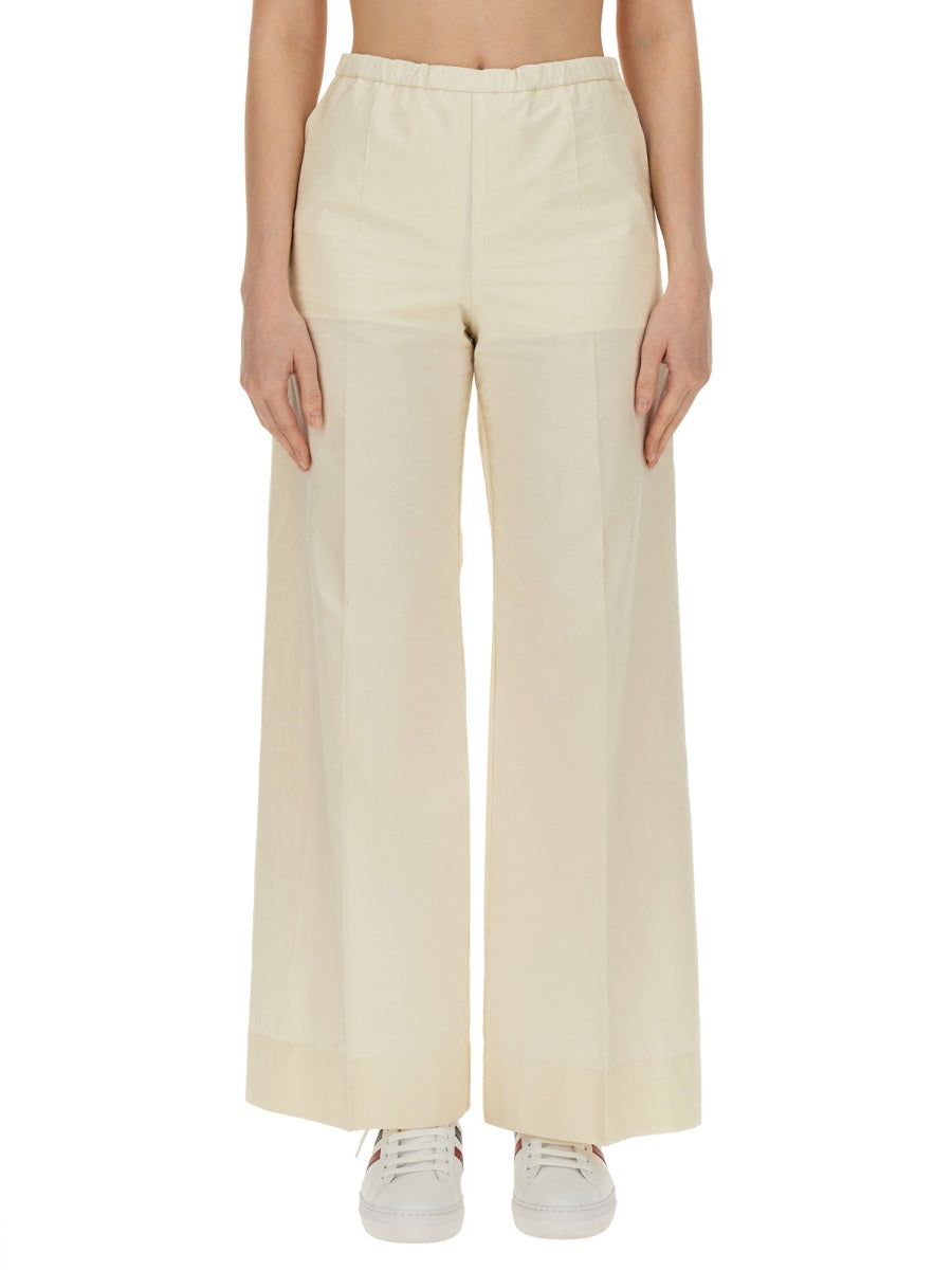 Cotton Poplin Pants with Straight Leg Silhouette