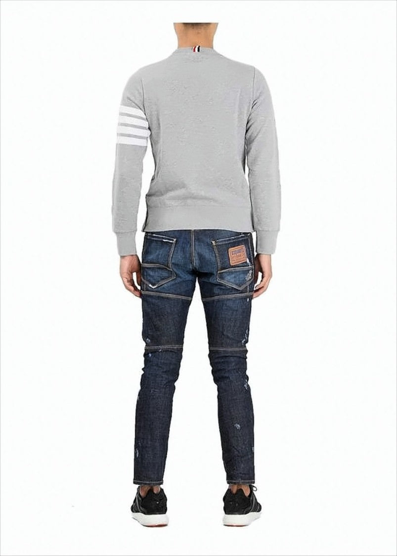 Crew Neck Sweatshirt with Horizontal Stripe Detail