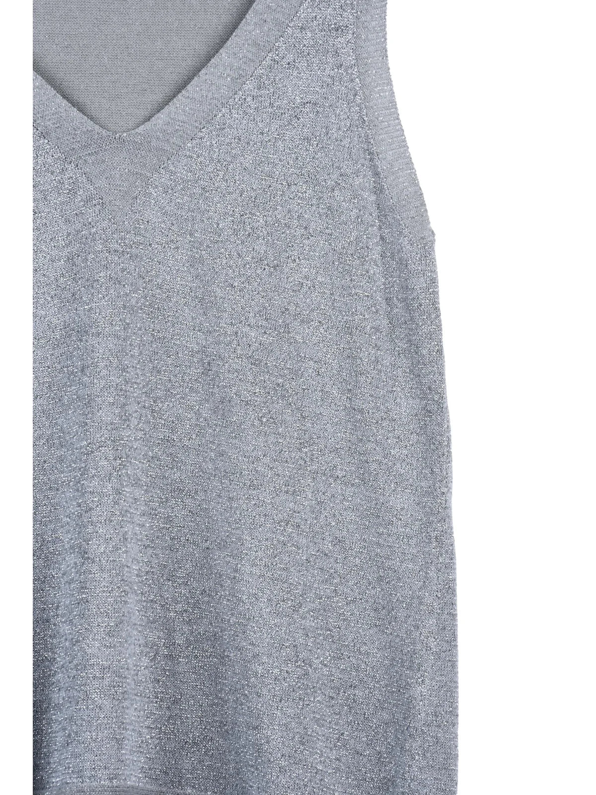 Silver Cotton Viscose Polyester Polyamide Metallic Top