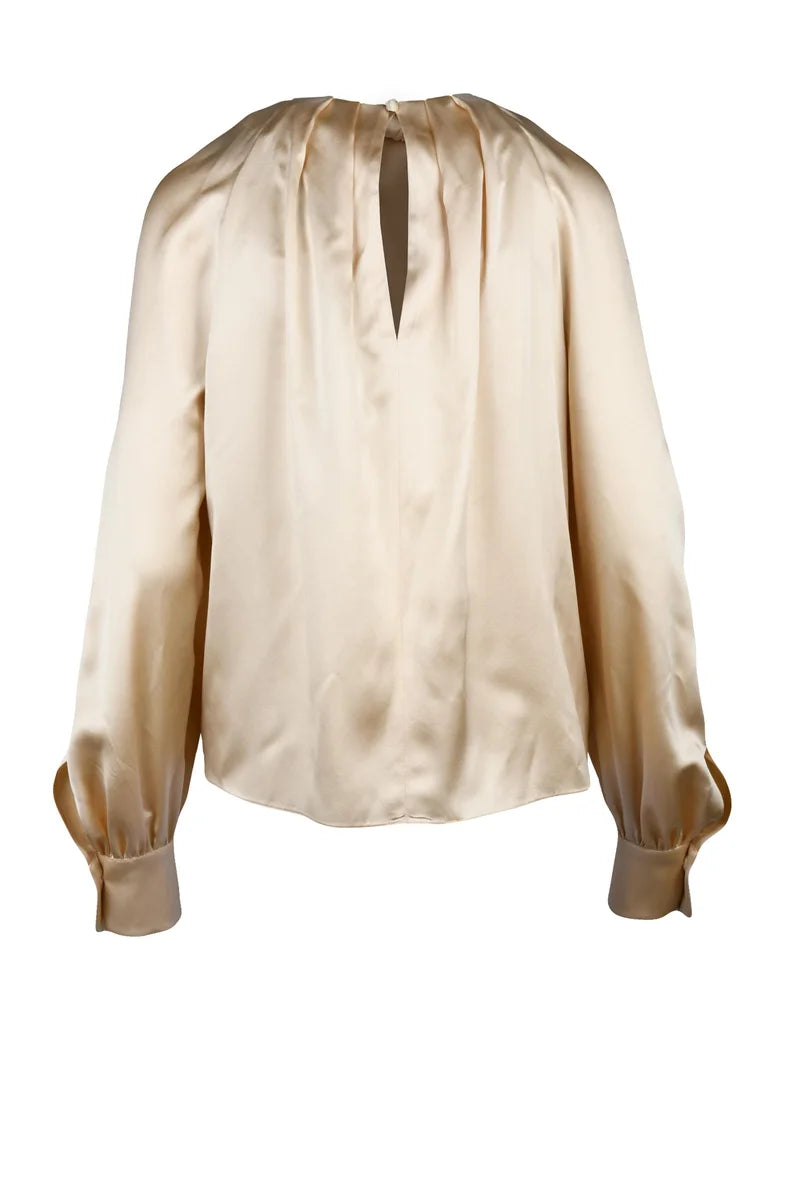 Key Satin Blouse Silk - Beige