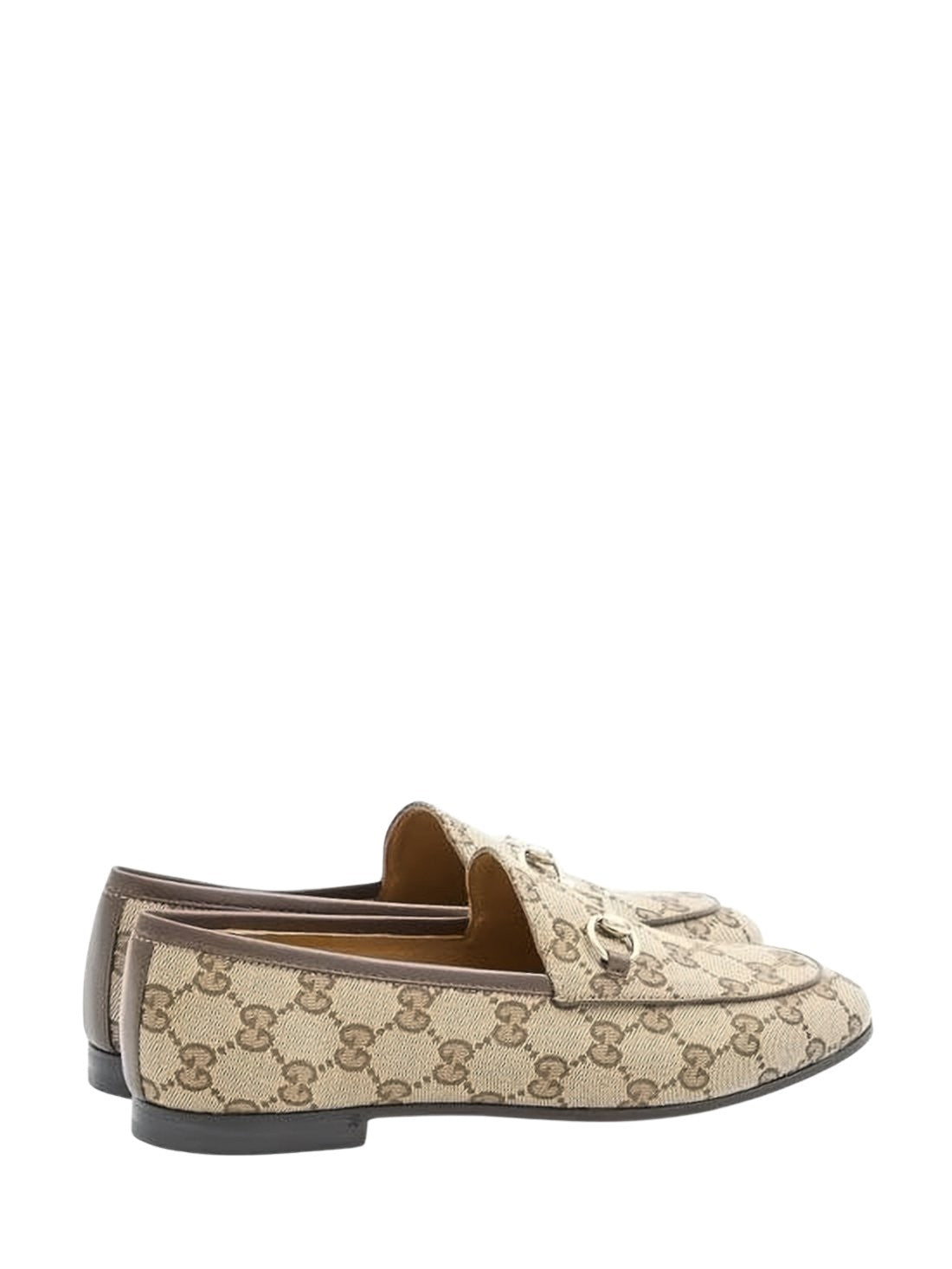 Beige Canvas Slip-On Loafers with Monogram Pattern
