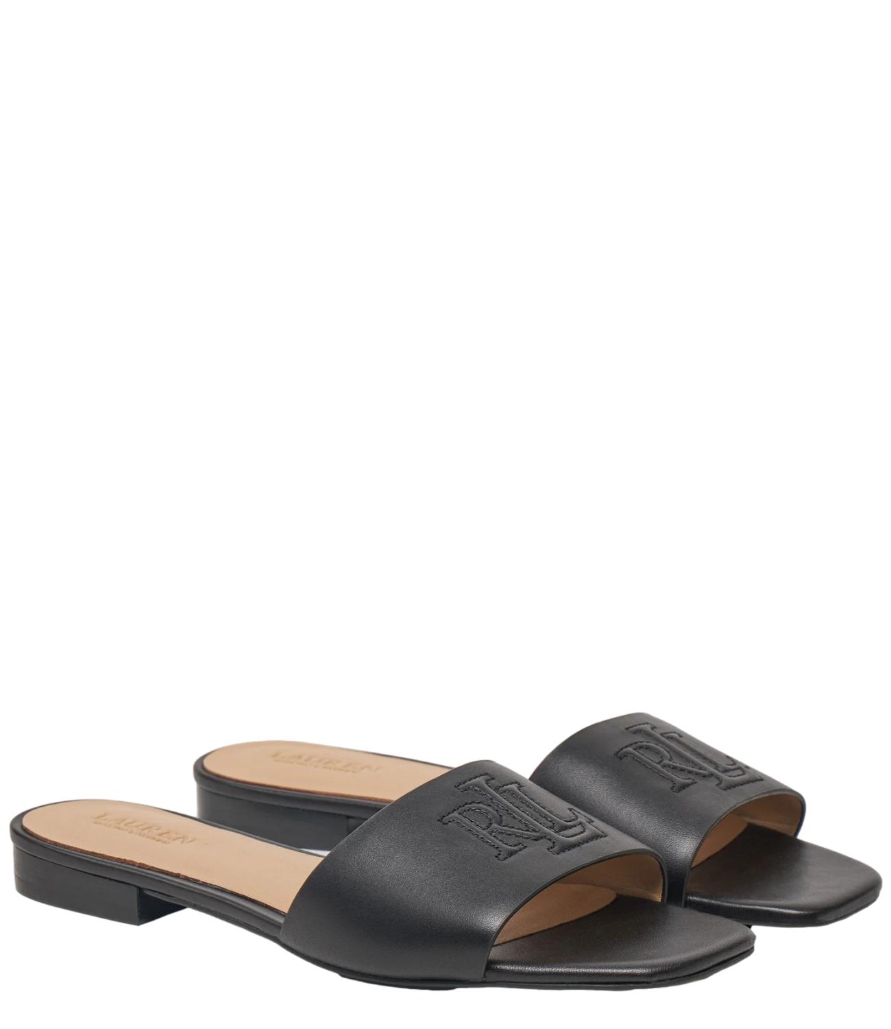 Everley Slide Sandals – Black Leather