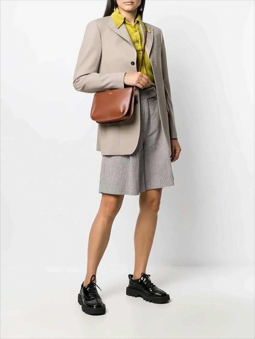 Structured Cowhide Leather Shoulder Bag