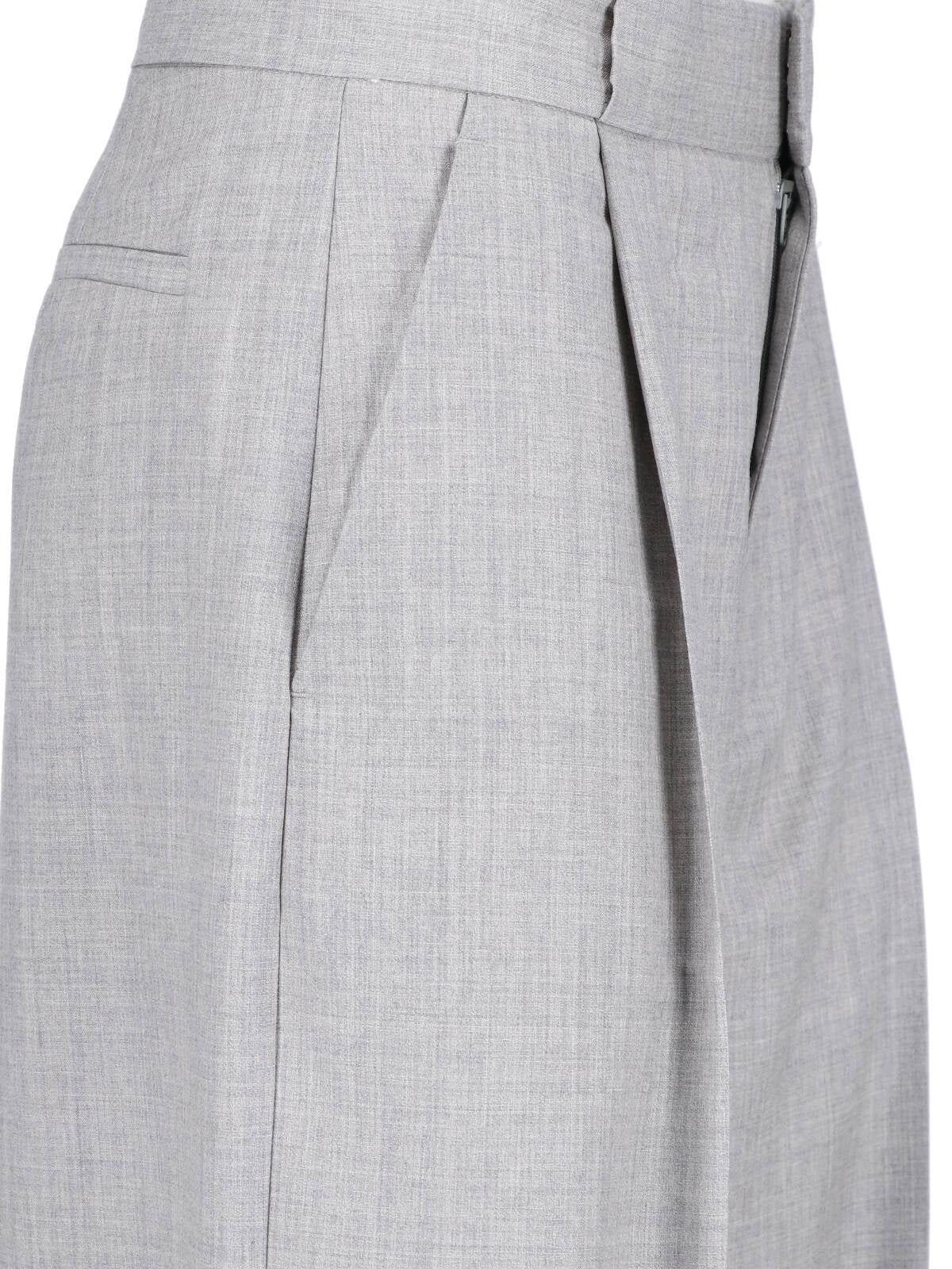 Grey Bogard High-Waisted Wool Straight Trousers