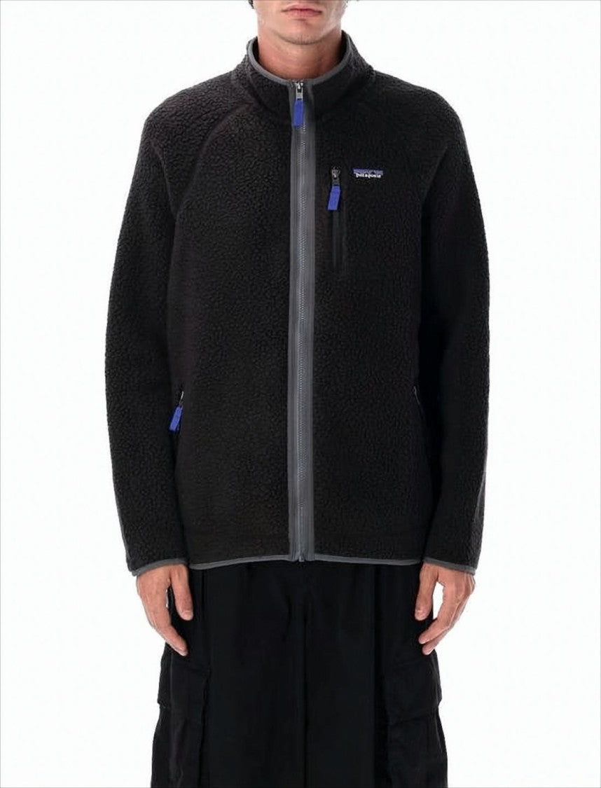 Textured Fleece Jacket with High Collar