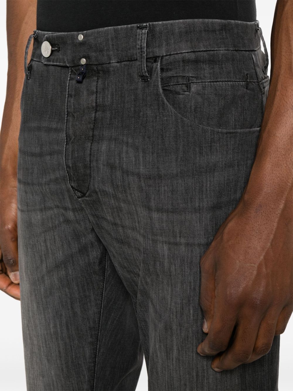 Black Pantalone Slim-Fit Washed Denim Pants
