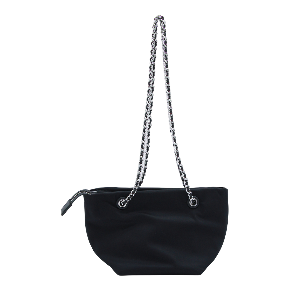 Sleek Black Handbag with Embossed Logo