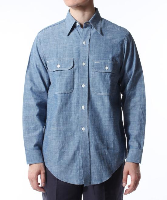 Textured Cotton Denim Shirt With Button-Down Front And Chest Pockets