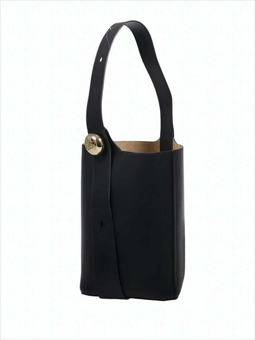 Structured Calf Leather Shoulder Bag