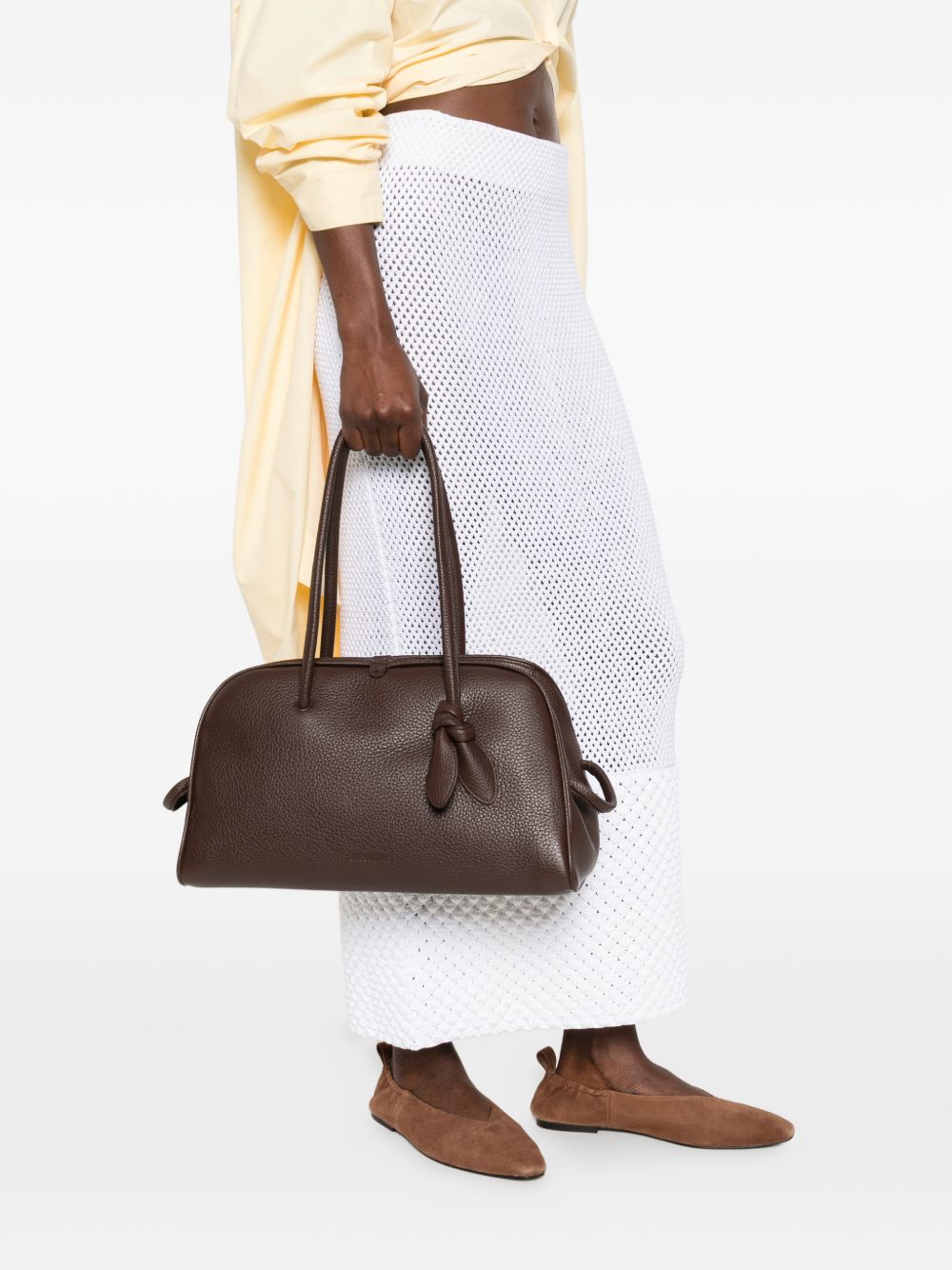 Dark Brown Grained Texture Handbag