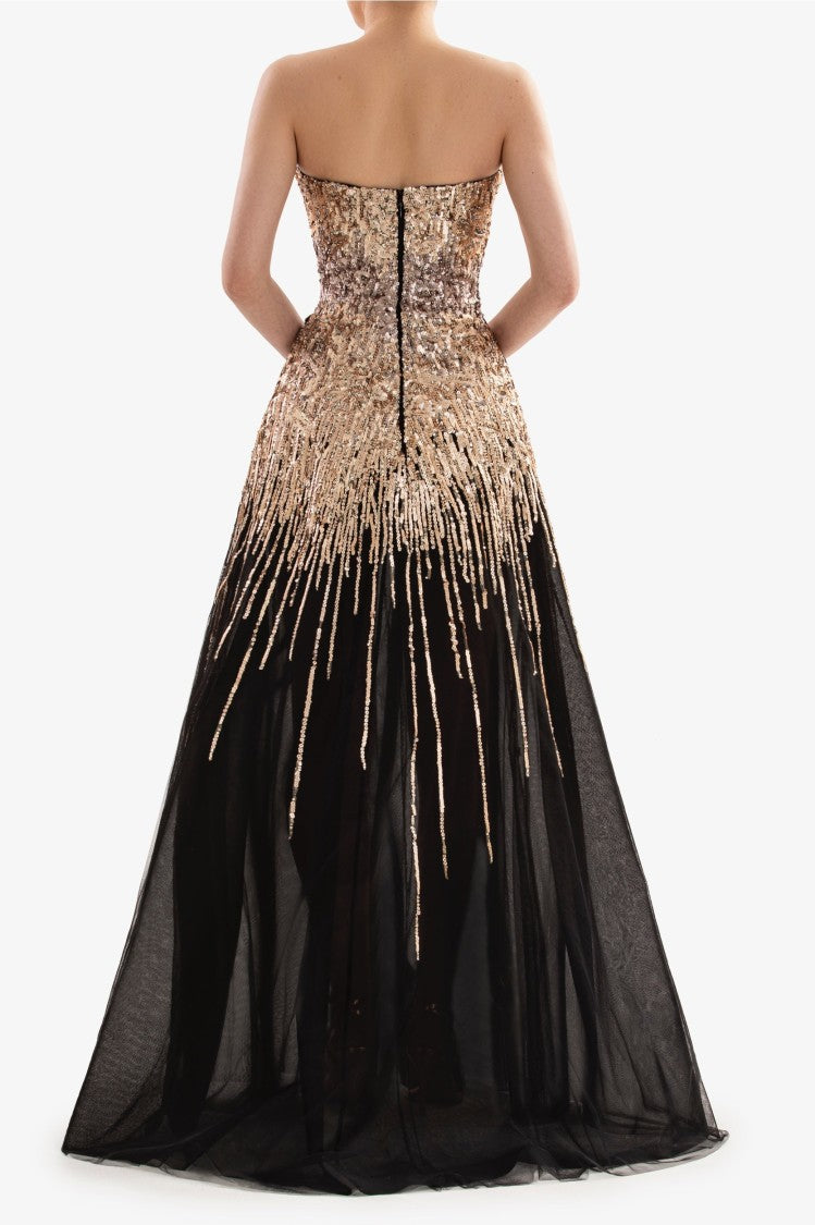 Embroidered Strapless Dress