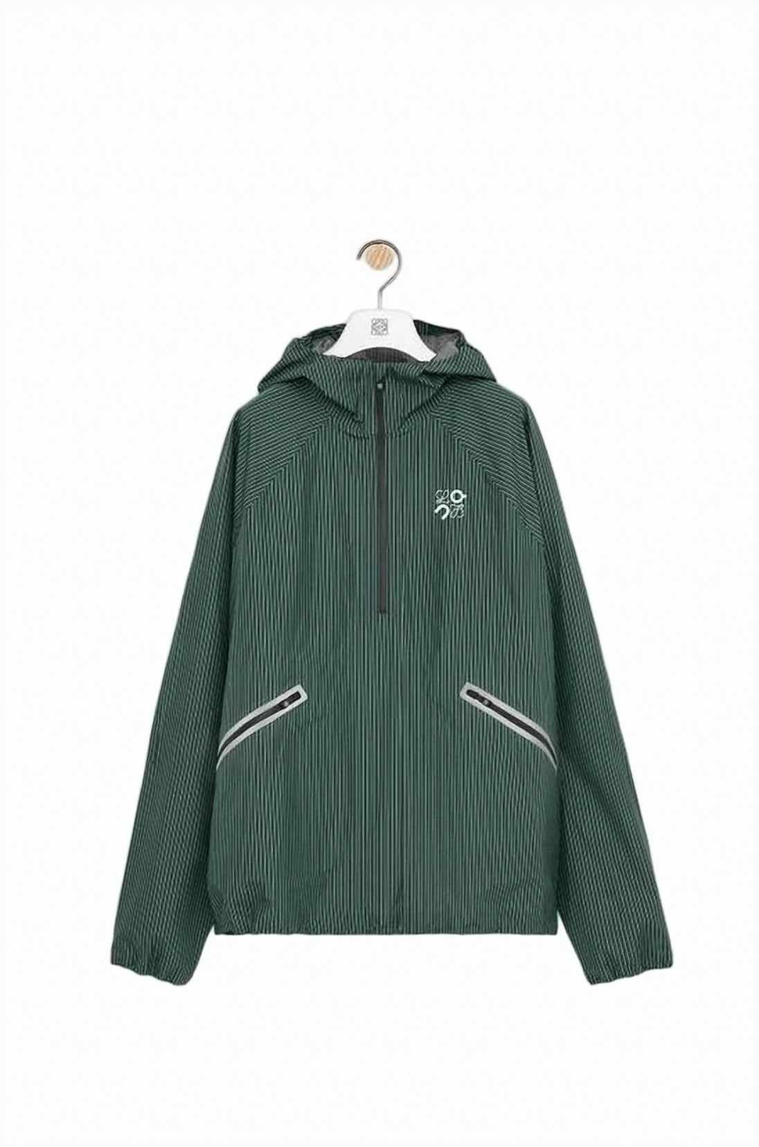 Hooded Pullover with Vertical Pinstripe Pattern