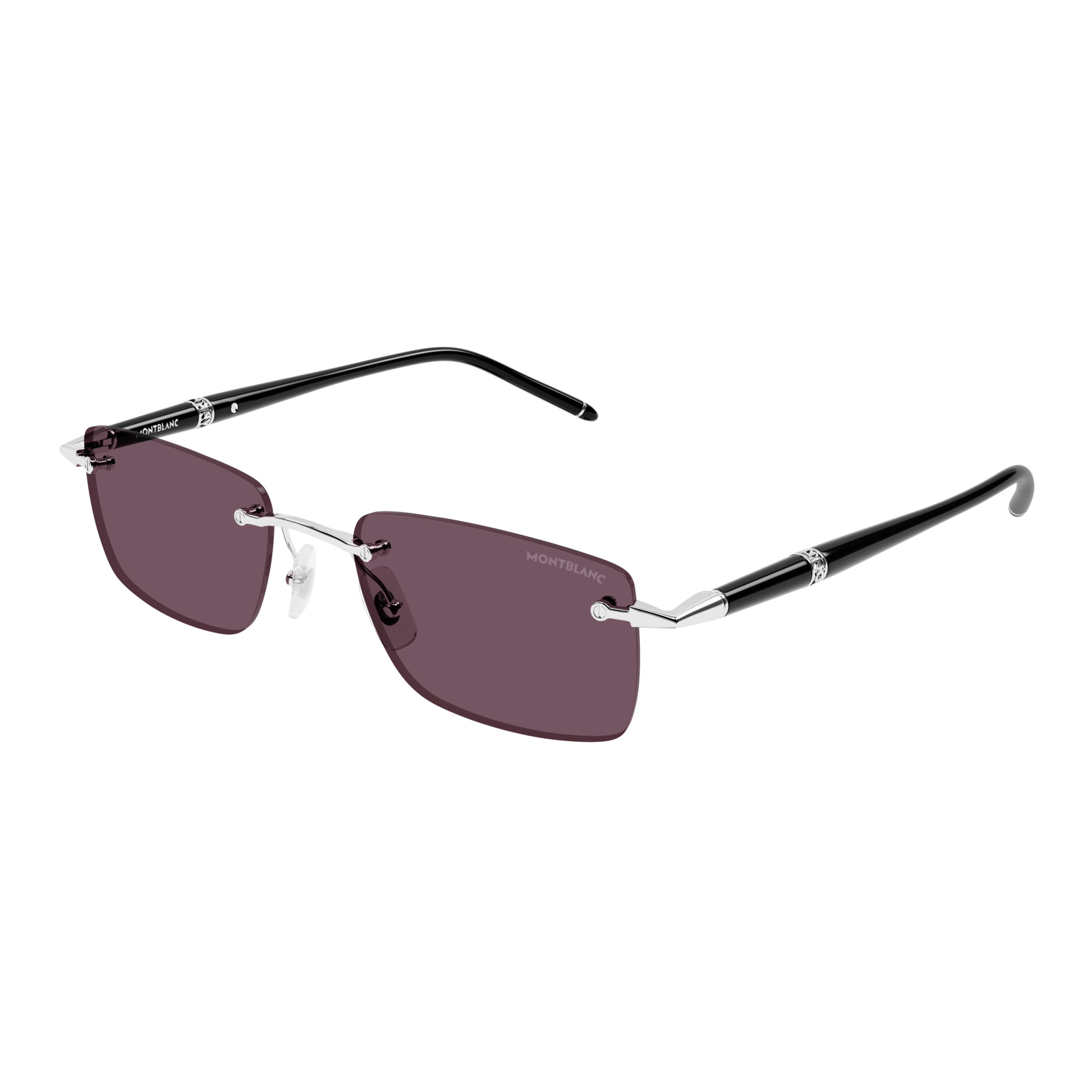 Mb0344s Rimless Rectangular Sunglasses with Black Temples