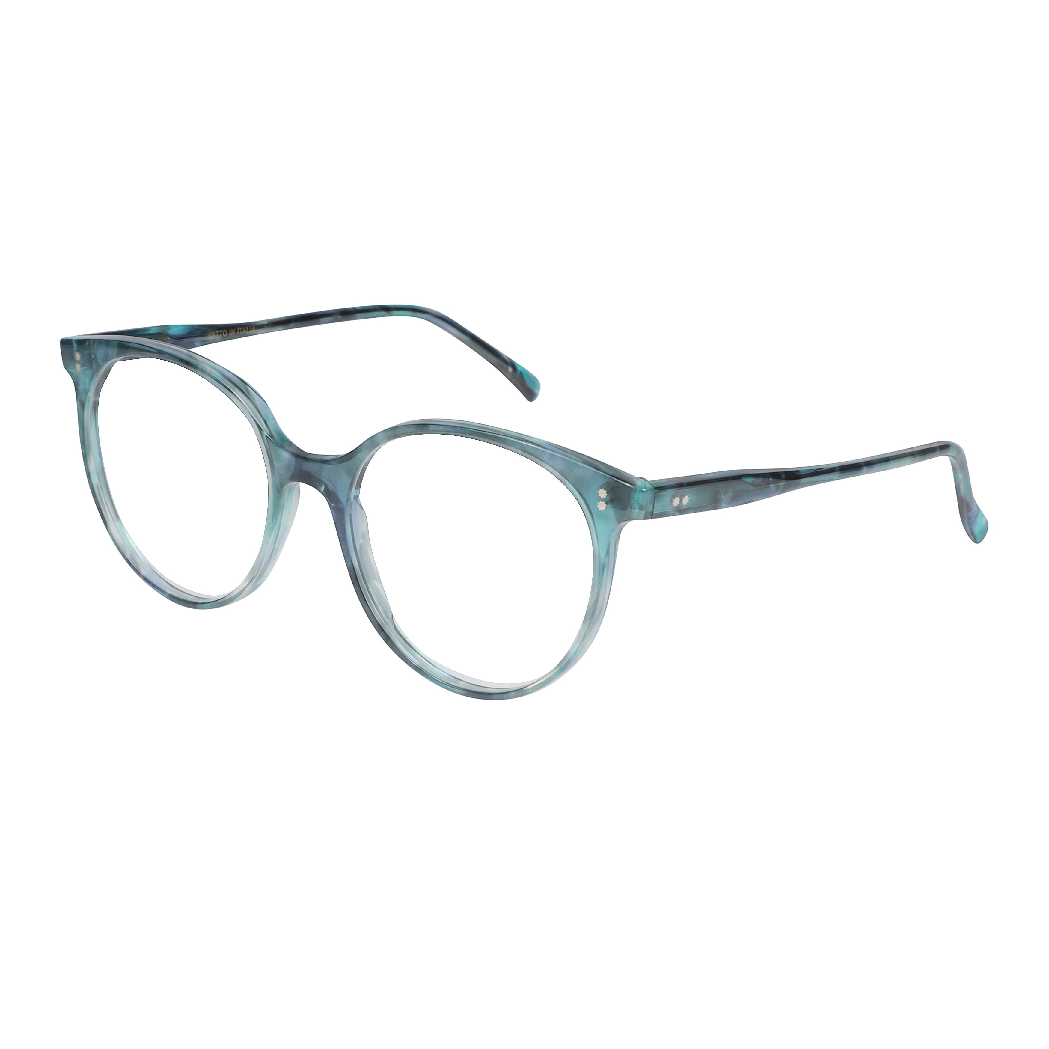 Cynda/N-54 Translucent Marbled Teal and Blue Cat-Eye Sunglasses