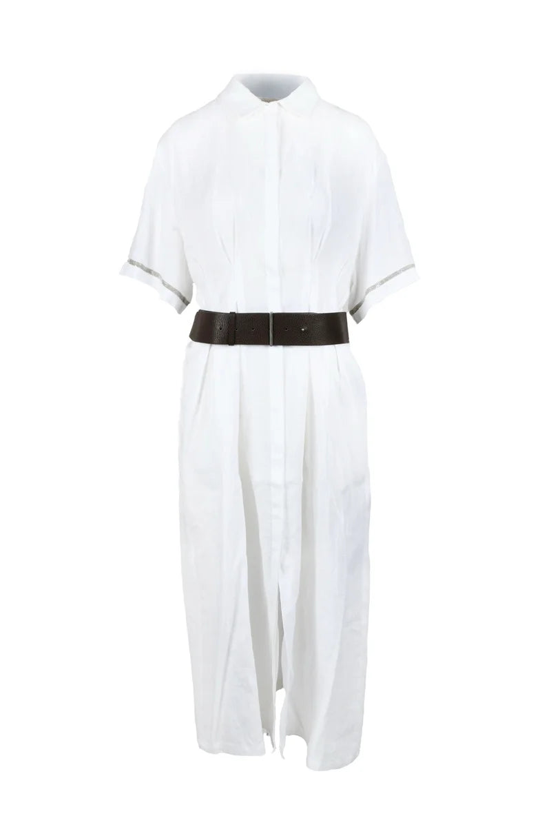 Linen Shirt Dress - White
